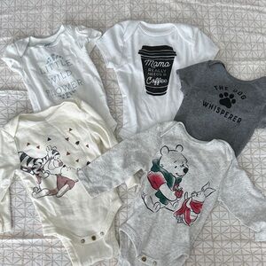 Assorted Baby One Pieces Set - White, Gray, Cream